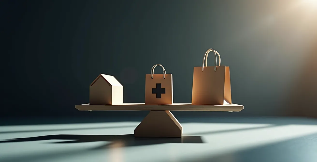 Visual comparison of different real estate sectors with varying cap rates, represented on a balance scale