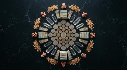 A sophisticated investment portfolio visualization showing diverse asset classes arranged in a circular pattern, representing the All-Weather allocation model