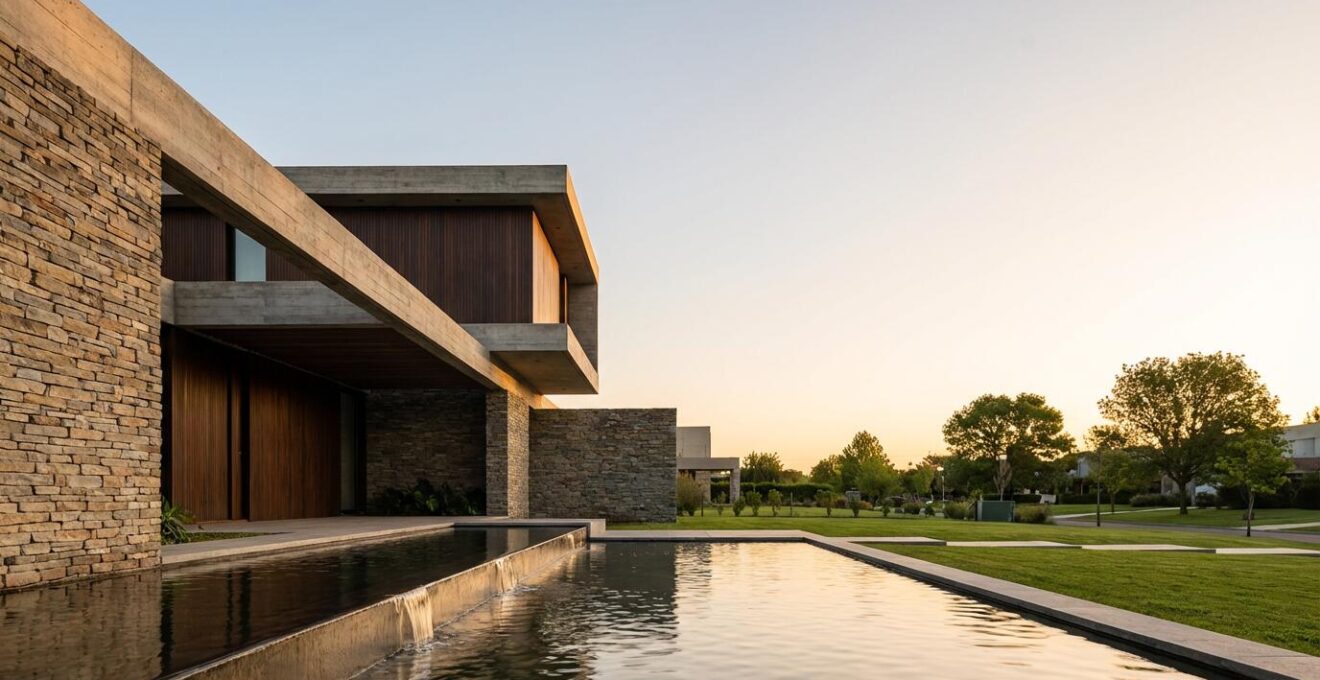 Visual representation of a modern home with a strong foundation, symbolizing a HELOC as a form of financial insurance policy.