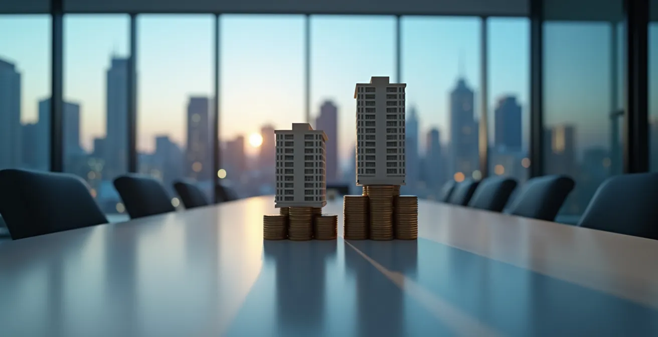 Visual representation of leverage risk and return balance in property investment