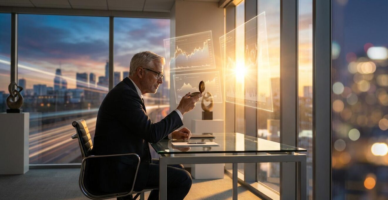 Professional investor analyzing market opportunities during a correction for accelerated retirement planning