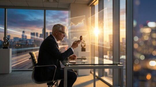 Professional investor analyzing market opportunities during a correction for accelerated retirement planning